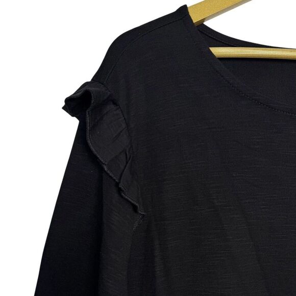 Old Navy Ruffle Long Sleeve Black Shift Dress Size XXL Classic Modest Preppy NWT - Picture 4 of 9